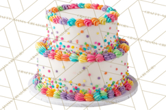 Birthday Cake Clipart, Tiered Cake PNG, Drip Cake PNG Product Image 4