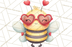 Bee Valentine Clipart PNG, Cute Kawaii Bee With Hearts Product Image 4