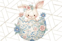 Chinoiserie Easter Clipart, Cute Elegant Bunny Easter Png Product Image 4