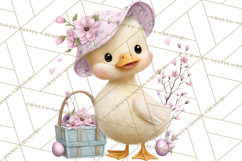 Easter Duckling Clipart, Cute Ducklings in Fancy Outfits Png Product Image 4