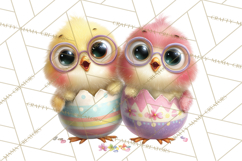 Quirky Easter Chicks Clipart, Cute Cartoon Chicks Pastel Png Product Image 5