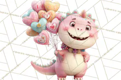 Valentine Dinosaur Clipart PNG Cute Dino Valentine Printable Product Image 5