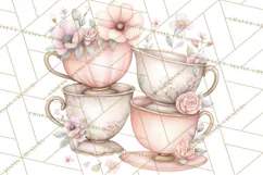 Tea Party Dreams PNG, Girly Pastel Desserts Teacups Clipart Product Image 3