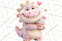Valentine Dinosaur Clipart PNG Cute Dino Valentine Printable Product Image 3