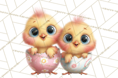 Quirky Easter Chicks Clipart, Cute Cartoon Chicks Pastel Png Product Image 3