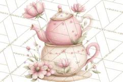 Tea Party Dreams PNG, Girly Pastel Desserts Teacups Clipart Product Image 4