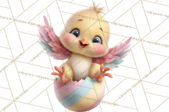 Quirky Easter Chicks Clipart, Cute Cartoon Chicks Pastel Png Product Image 5