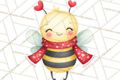 Bee Valentine Clipart PNG, Cute Kawaii Bee With Hearts Product Image 5