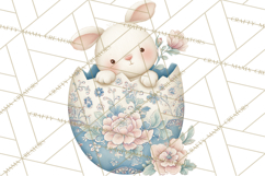 Chinoiserie Easter Clipart, Cute Elegant Bunny Easter Png Product Image 5