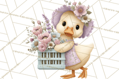 Easter Duckling Clipart, Cute Ducklings in Fancy Outfits Png Product Image 5