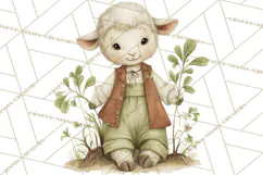 Vintage Garden Animals Clipart, Ducklings Bunnies Lambs Product Image 5
