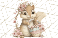 Easter Woodland Animals Clipart, Cute Fox Squirrel Png Product Image 2