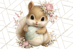 Easter Woodland Animals Clipart, Cute Fox Squirrel Png Product Image 3
