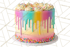 Birthday Cake Clipart, Tiered Cake PNG, Drip Cake PNG Product Image 2