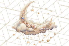 Moon Scenes Clipart, Crescent Moon Art, Starry Sky PNG Product Image 2