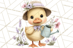 Easter Duckling Clipart, Cute Ducklings in Fancy Outfits Png Product Image 2