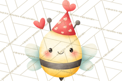 Bee Valentine Clipart PNG, Cute Kawaii Bee With Hearts Product Image 2