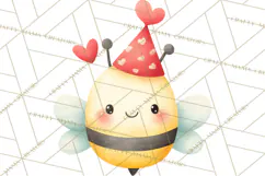 Bee Valentine Clipart PNG, Cute Kawaii Bee With Hearts Product Image 2