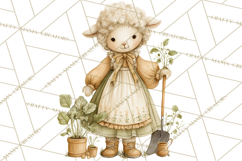 Vintage Garden Animals Clipart, Ducklings Bunnies Lambs Product Image 2