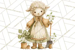 Vintage Garden Animals Clipart, Ducklings Bunnies Lambs Product Image 2