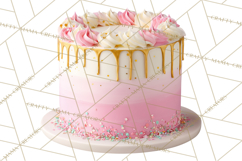 Birthday Cake Clipart, Tiered Cake PNG, Drip Cake PNG Product Image 3