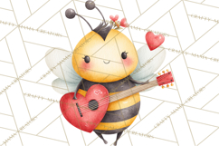 Bee Valentine Clipart PNG, Cute Kawaii Bee With Hearts Product Image 3