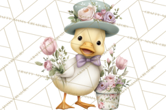Easter Duckling Clipart, Cute Ducklings in Fancy Outfits Png Product Image 3