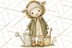 Vintage Garden Animals Clipart, Ducklings Bunnies Lambs Product Image 3