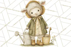Vintage Garden Animals Clipart, Ducklings Bunnies Lambs Product Image 3