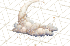 Moon Scenes Clipart, Crescent Moon Art, Starry Sky PNG Product Image 3