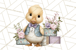 Easter Duckling Clipart, Cute Ducklings in Fancy Outfits Png Product Image 4