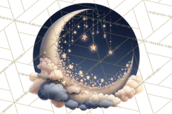 Moon Scenes Clipart, Crescent Moon Art, Starry Sky PNG Product Image 4