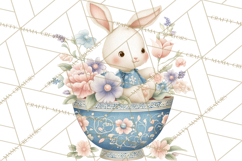 Chinoiserie Easter Clipart, Cute Elegant Bunny Easter Png Product Image 4