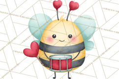 Bee Valentine Clipart PNG, Cute Kawaii Bee With Hearts Product Image 4