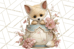 Easter Woodland Animals Clipart, Cute Fox Squirrel Png Product Image 4