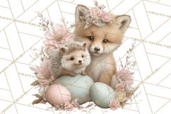 Easter Woodland Animals Clipart, Cute Fox Squirrel Png Product Image 5