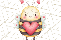 Bee Valentine Clipart PNG, Cute Kawaii Bee With Hearts Product Image 5