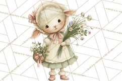 Vintage Garden Animals Clipart, Ducklings Bunnies Lambs Product Image 5