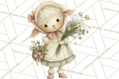 Vintage Garden Animals Clipart, Ducklings Bunnies Lambs Product Image 5
