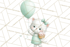 Pastel Birthday Clipart, Cute Party Animals PNG Product Image 5
