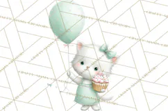 Pastel Birthday Clipart, Cute Party Animals PNG Product Image 5