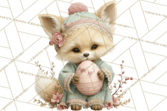 Easter Woodland Animals Clipart, Cute Fox Squirrel Png Product Image 5