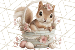 Easter Woodland Animals Clipart, Cute Fox Squirrel Png Product Image 5