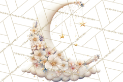 Moon Scenes Clipart, Crescent Moon Art, Starry Sky PNG Product Image 2