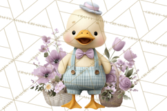 Easter Duckling Clipart, Cute Ducklings in Fancy Outfits Png Product Image 2