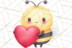 Bee Valentine Clipart PNG, Cute Kawaii Bee With Hearts Product Image 2