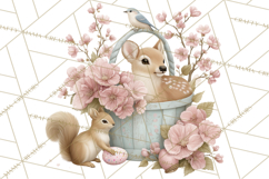Easter Woodland Animals Clipart, Cute Fox Squirrel Png Product Image 5