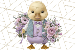 Easter Duckling Clipart, Cute Ducklings in Fancy Outfits Png Product Image 3