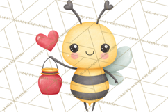 Bee Valentine Clipart PNG, Cute Kawaii Bee With Hearts Product Image 3