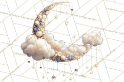 Moon Scenes Clipart, Crescent Moon Art, Starry Sky PNG Product Image 3